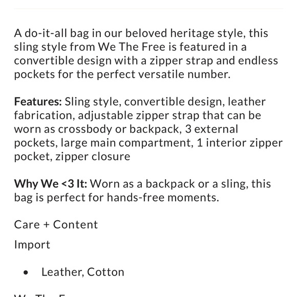 We The Free Free People Leather Sparrow Convertible Sling Bag - Picture 7 of 14